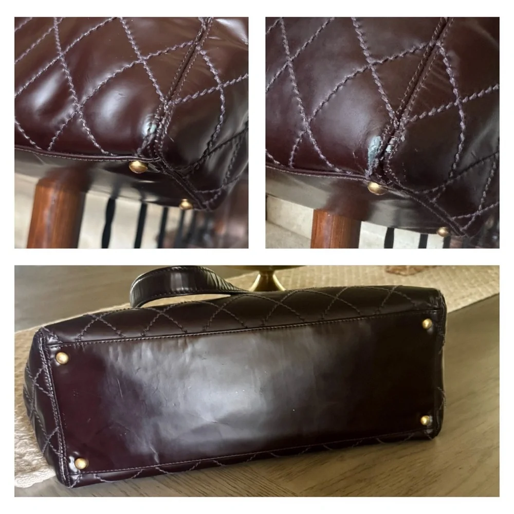 CHANEL Brown Wild Stitch Quilted Leather Tote Bag (Vintage)